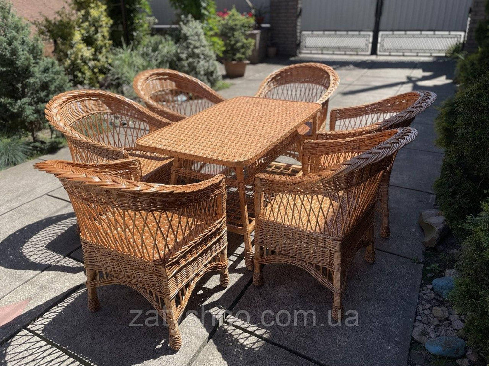 Меблі з лози на 6 людей з великим столом Київ - фото 9
