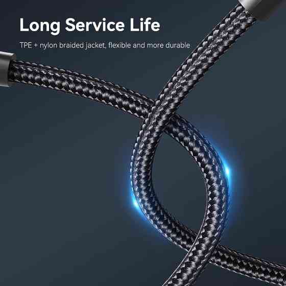 Кабель USB C до C 2М з LED підсвіткою чорний Київ