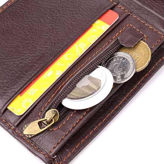 Горизонтальний стильний гаманець з натуральної шкіри Коричневий (Vintage) Київ