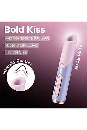 Миниатюрный вакуумный стимулятор клитора Satisfyer Bold Kiss розово-сиреневый Sex Aura Киев