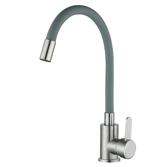 Кухонный смеситель Mixxus FAN-011 с серым гибким изливом, нержавеющая сталь Refl.Gray (MI6106) Харьков