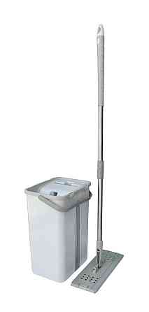 Набір "Максі" швабра-полотер, телескопічна ручка, мікрофібра + відро з віджимом 12л Харків
