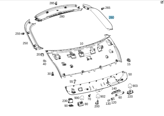 Mercedes-Benz  A2927400271 9051 Облицювання рамки скла дверей багажного відділення праворуч GLE Coupe C292 Одеса