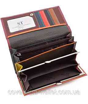 Женский бордовый кожаный кошелёк с визитницей ST Leather SB46 Киев