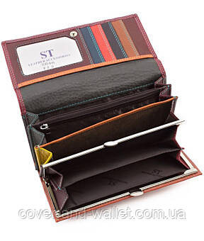 Женский бордовый кожаный кошелёк с визитницей ST Leather SB46 Киев - изображение 4