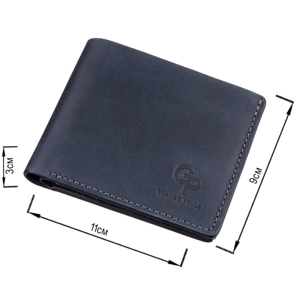 Компактне портмоне унісекс на магніті GRANDE PELLE 11209 Синє Київ - фото 4