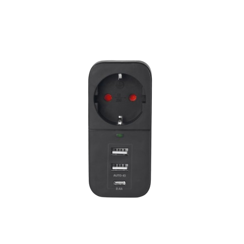 Мережевий адаптер 1 розетки/2USB-A/1Type-C із заземленням чорний VF-AD1G2U1C-B Oncord Videx Житомир