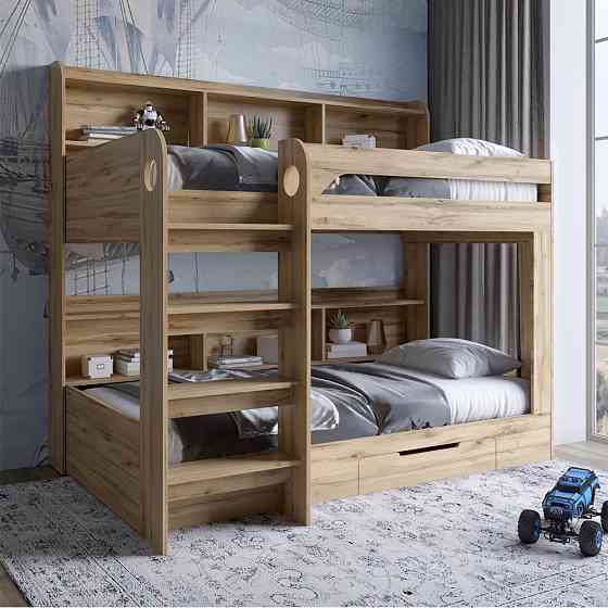 Дитяче двоярусне ліжко LION Майнкрафт 90х190 см з шухлядою Дуб Аппалачі (LION-041535) Львів