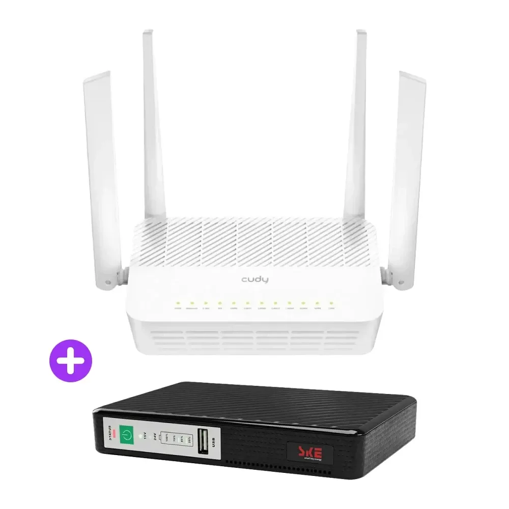 Комплект безперебійного зв’язку: WiFi 6 Mesh-маршрутизатор Cudy WR3000H + Mini UPS SKE POE-432N 8800mAh 5V/9V/12V/15V/24V/PoE, Київ - фото 1