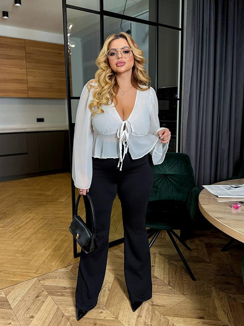 Жіноча стильна блуза на зав'язках шифон Білий, 46/48 Одеса - фото 11