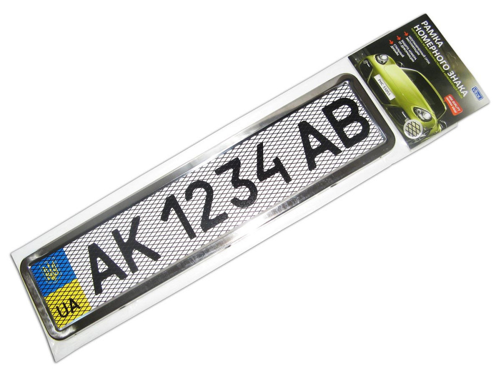 Рамка під номер нержавіюча сталь PHC-55055 з сіткою Вінниця - фото 1