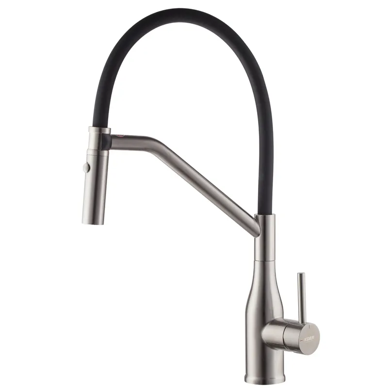 Кухонный смеситель Koer KI-70026-02 с черным силиконовым изливом KR5209 Харьков - изображение 1