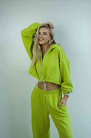 Женский трендовый базовый спортивный костюм двойка трехнить петля 42/44, Салатовый Одесса