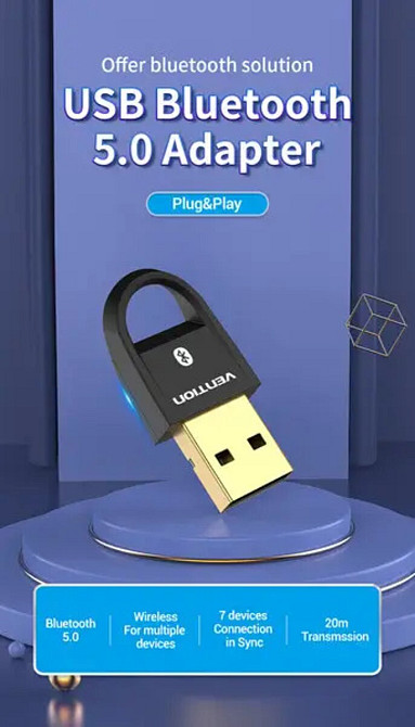 Адаптер  Vention USB Bluetooth5.0 Adapter Black (CDSB0) Киев - изображение 2