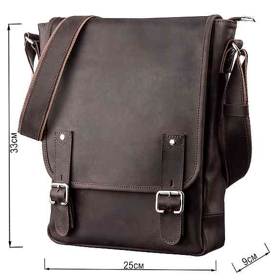 Сумка чоловіча SHVIGEL 11129 з вінтажної шкіри Коричнева Київ