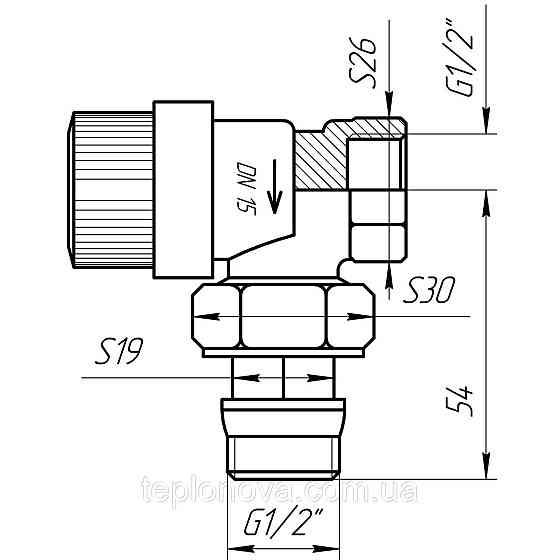 Кран радіаторний кутовий Q PROFESSIONAL 1/2| NV-QP5007 під ключ з ущільнювачем Чернівці