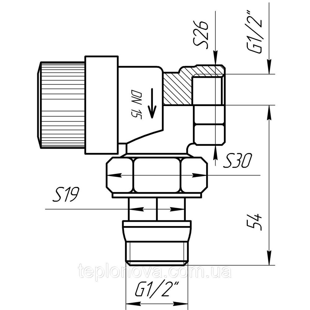 Кран радиаторный угловой Q PROFESSIONAL  1/2″ NV-QP5007  под ключ с уплотнителем Черновцы - изображение 2