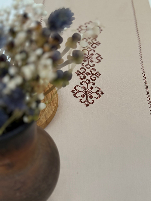 Ecotton Ранер доріжка Ecotton 45x170 см для обіднього столу водовідштовхувальна в етно-стилі бе Коломия - фото 5