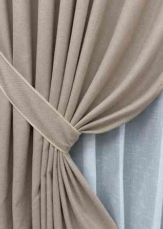 Комплект готових штор VR-Textil Льон ELEMENTA № 1869ш Бежевий 150х290см 2 шт (33-0858) Київ