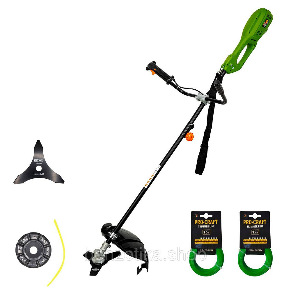 Коса електро Procraft GT2200 + Диск 3T тонкий + шпуля павук + 2 волосінні круг 2мм 15м Киев - изображение 1