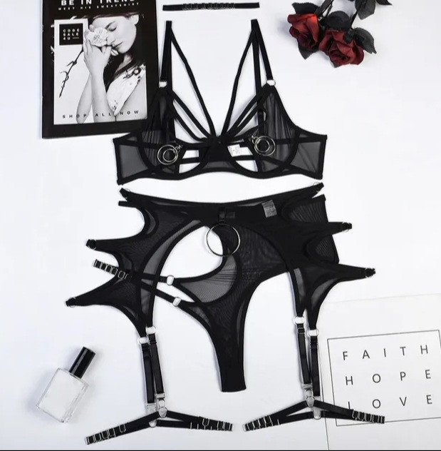 Еротична білизна комплект жіночий чорний Київ - фото 2