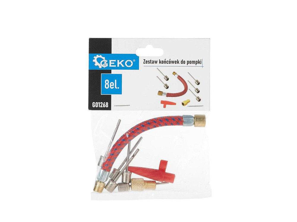 Комплект насадок для ручного велосипедного насоса "GeKo" комплект 8шт.: голки, вужик, адаптер Київ - фото 2