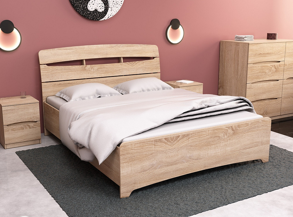 Кровать Дельта двуспальная, Дуб Сонома, 2132х1650х1070 Львов - изображение 4