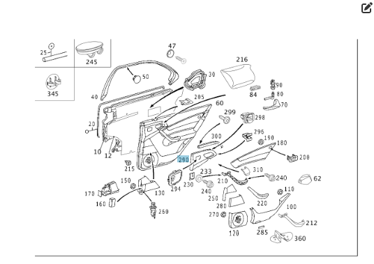 Mercedes-Benz  A2207301431 7213 Накладка сіра на карті задніх правих дверей S-class long V220 Одеса - фото 2