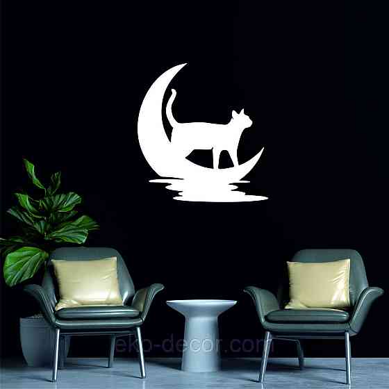 Декоративное настенное 3D Панно «Кот» Декор на стену с объемом 50*47 см, Белый Киев