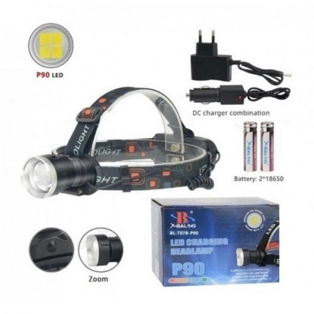 Головной фонарь для активного отдыха X-Balog BL-T07B-P90, Фонарик на голову для роботы GR-41 Ивано-Франковск - изображение 7