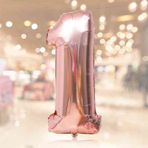 Кулька цифра 1 фольгована 32 дюйма рожеве золото Київ