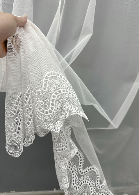 Тюль VR-Textil 1827т Грек-сітка з вишивкою та люрексом колір Молочний 400х270 см (42-1082) Київ - фото 4