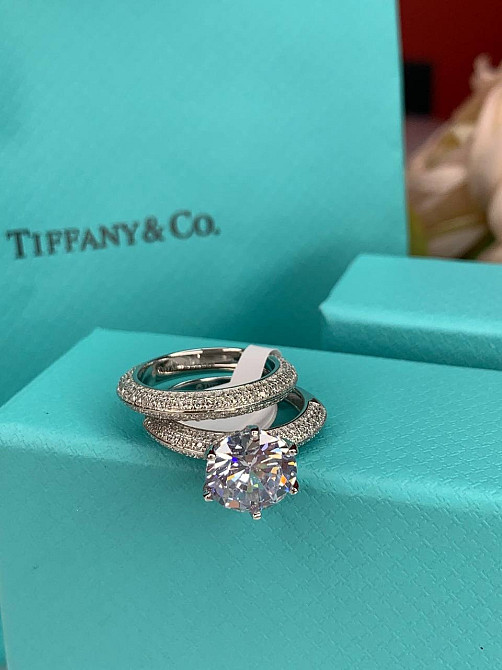 Tiffany подвійне кільце, срібло 925 з кубічним цирконієм / Тіффані срібне колечко Одеса - фото 2