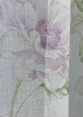 Тюль VR-Textil 1367т Flora Батист Білий з бузковий та салатовим 300х250 см (42-1057) Київ