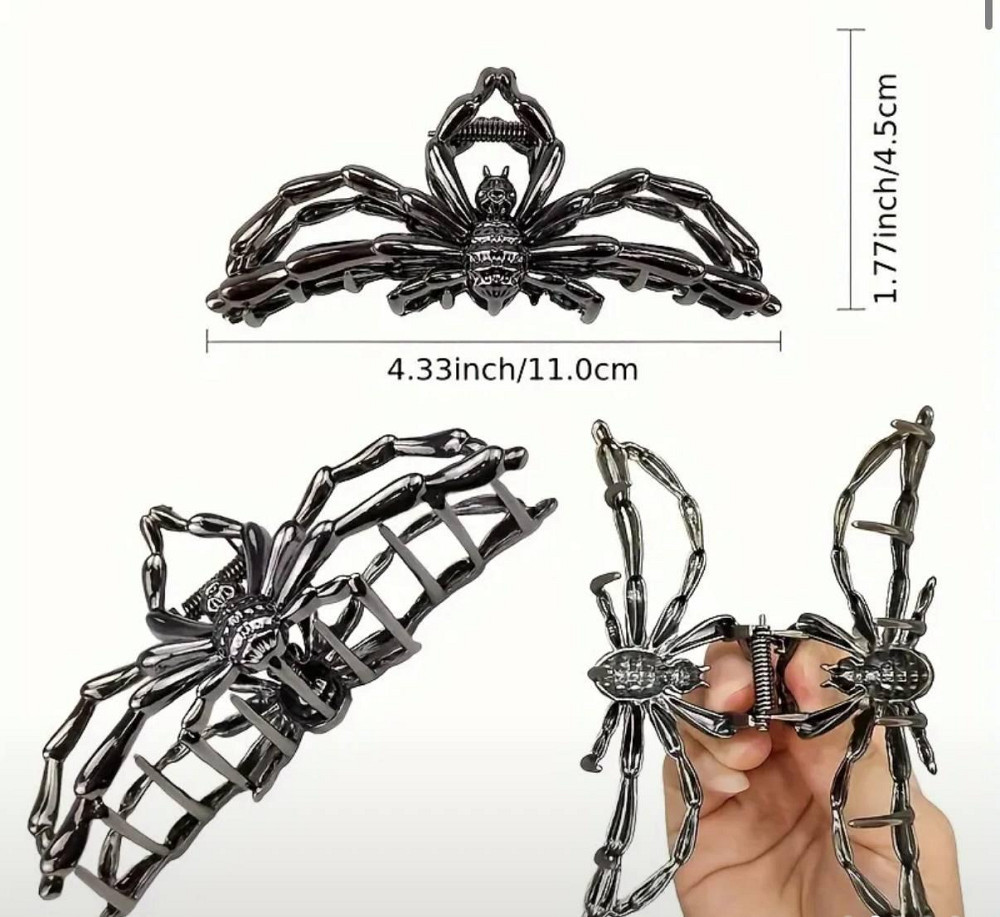 Заколка для волос в виде паука металлическая, готическая булавка краб 11 см Киев - изображение 3