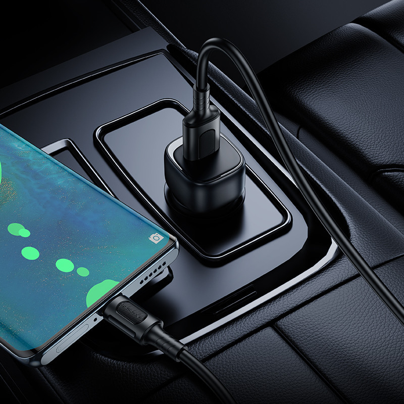 Автомобильное зарядное устройство BOROFONE BZ34 Cloud single port QC3.0 car charger set(Type-C) Black Одесса - изображение 5