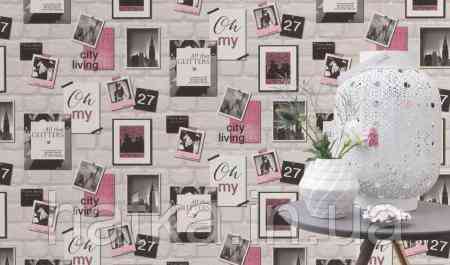 Шпалери вінілові на флізеліні Rasch Clasik 0,53х10 дитячі фотографії написи на стіні під цеглу Київ