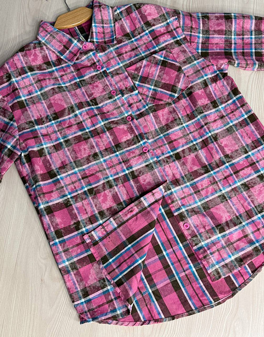 Сорочка жіноча YZY 7765 в клітинку оверсайз широка варена, малиновий, one size Київ - фото 14