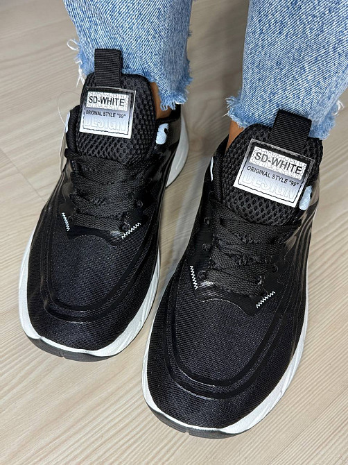 Кроссовки женские Violeta 149-62 на белой подошве текстиль сетка черные, 36, 23 см Киев - изображение 9