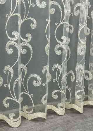 Тюль фатин с вышивкой и люрексом цвет молочный 1684т Киев