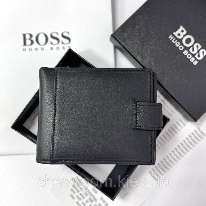 Чоловічий шкіряний портмоне на магніті Boss (82081) чорний Київ - фото 4