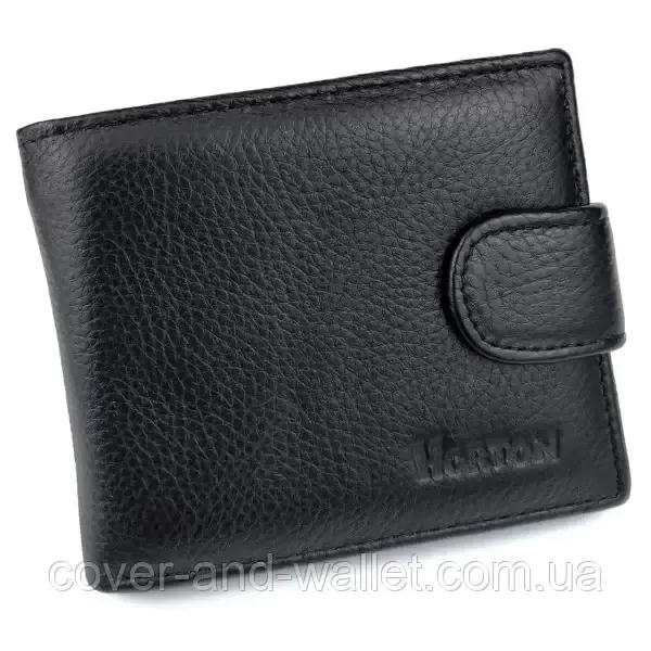 Невеликий чоловічий гаманець із натуральної шкіри флотар чорного кольору Horton 208 Київ - фото 3