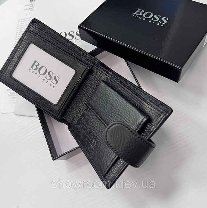 Мужское брендовое портмоне из натуральной кожи на кнопке Boss (6605) Киев - изображение 9