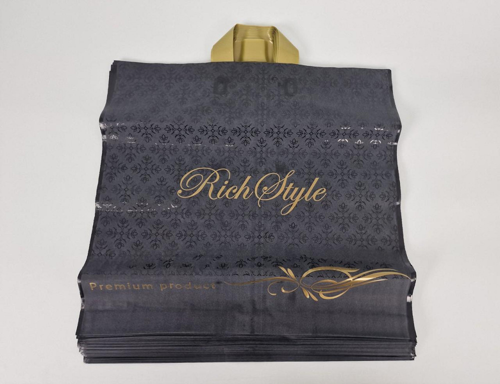 Пакет із петльовою ручкою 45*43(65 мкм)"Орнамент чорний Ренпако (25 шт.) Харків - фото 1