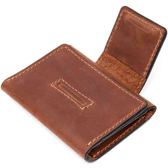 Кожаная винтажная визитница GRANDE PELLE 11406 Коричневый Киев