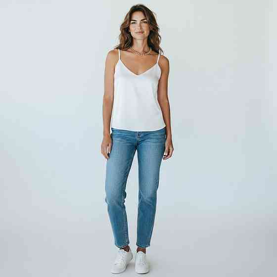 Шовкова майка на тонких бретельках Білий XS/S Харків