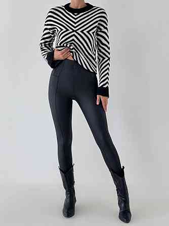 Жіночий оверсайз светр з геометричним принтом машинна вʼязка Одеса