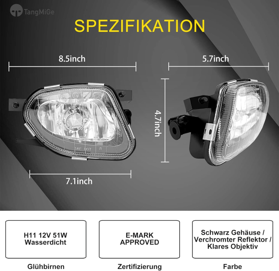 Протитуманні фари TangMiGe для Mercedes-Benz E-класу (2003–2009) Луцк