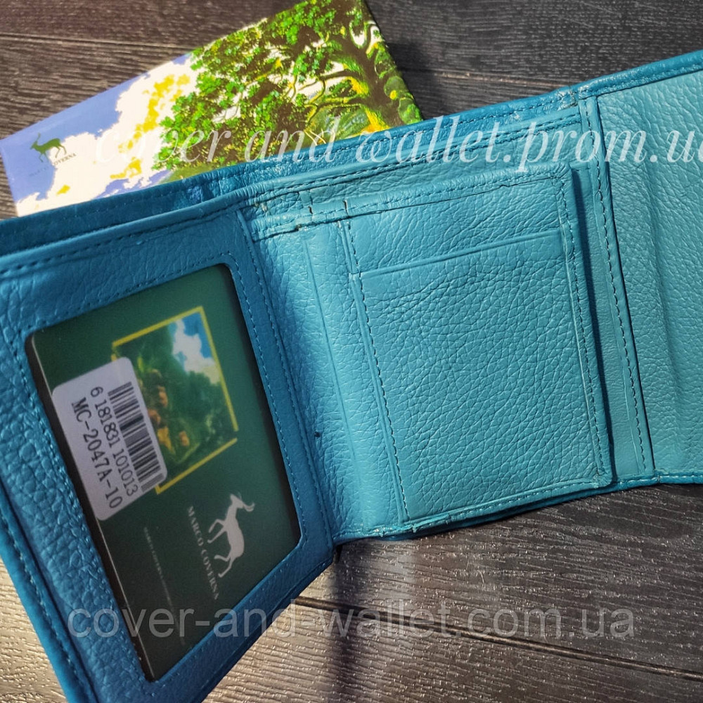 Красивий шкіряний гаманець для дівчат бірюзового кольору на магнітах Marco Coverna MC-2047A Київ - фото 2