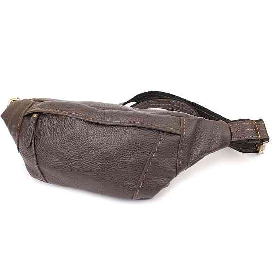 Модная сумка-бананка для мужчин из натуральной зернистой кожи Коричневый (SHVIGEL) Киев